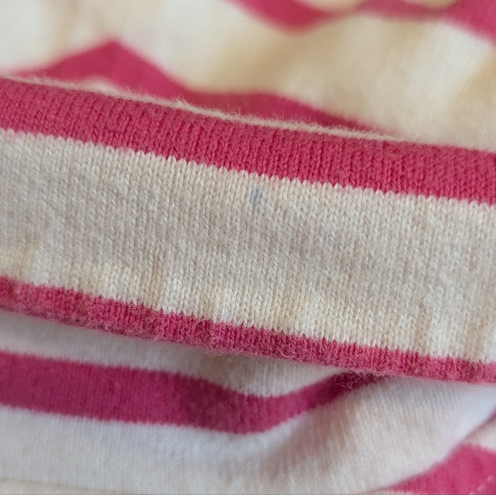 Joules Pink & White Striped Hooded Top with Denim Pocket - Picture 3 of 7